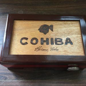 Cohiba Humidor Wooden Cedar Cigar Box With Hygrometer Humidifier Cutter